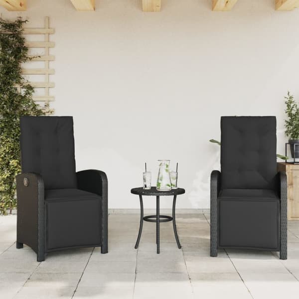vidaXL Caféset med dynor 3 delar svart konstrotting