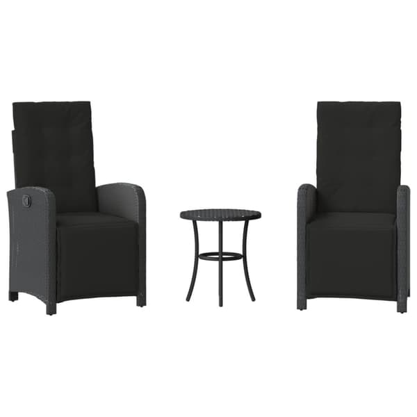 vidaXL Caféset med dynor 3 delar svart konstrotting