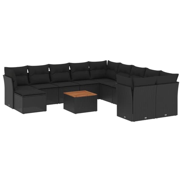 vidaXL sofasæt til haven 12 dele med hynder polyrattan sort