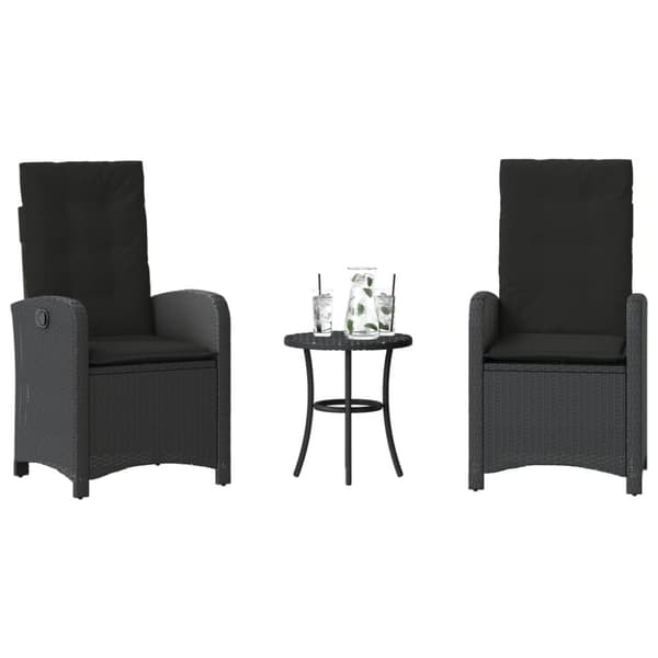 vidaXL Caféset med dynor 3 delar svart konstrotting