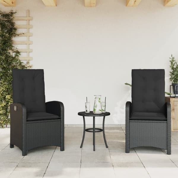 vidaXL Caféset med dynor 3 delar svart konstrotting