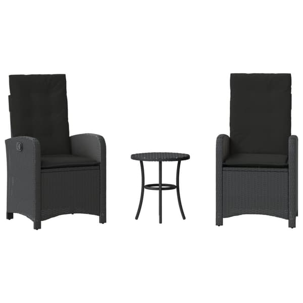 vidaXL Caféset med dynor 3 delar svart konstrotting