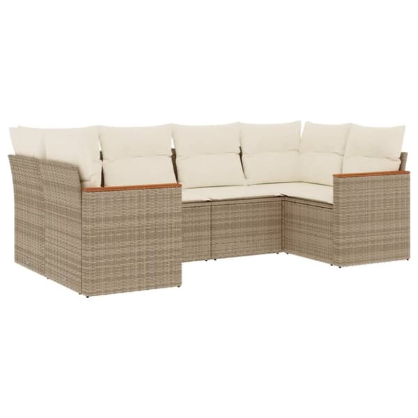 vidaXL sofasæt til haven 6 dele med hynder polyrattan beige