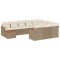 Miniatyrbillede 1 af 11: vidaXL sofasæt til haven 11 dele med hynder polyrattan beige