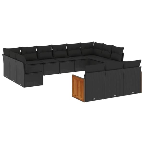 vidaXL sofasæt til haven 13 dele med hynder polyrattan sort