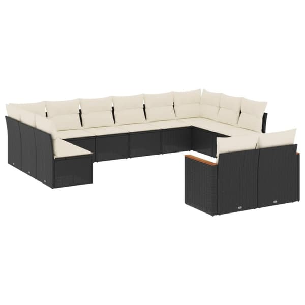 vidaXL sofasæt til haven 12 dele med hynder polyrattan sort