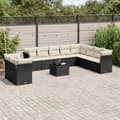 Miniatyrbillede 2 af 11: vidaXL sofasæt til haven 11 dele med hynder polyrattan sort