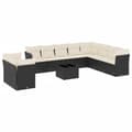 Miniatyrbillede 1 af 11: vidaXL sofasæt til haven 11 dele med hynder polyrattan sort