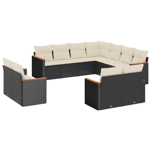vidaXL sofasæt til haven 11 dele med hynder polyrattan sort