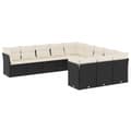 Miniatyrbillede 3 af 10: vidaXL sofasæt til haven 11 dele med hynder polyrattan sort