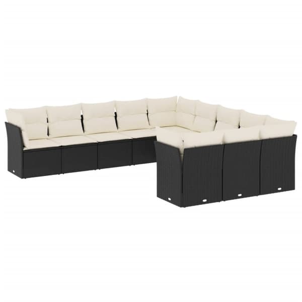 vidaXL sofasæt til haven 11 dele med hynder polyrattan sort