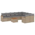 Miniatyrbillede 1 af 11: vidaXL havesofasæt 10 dele med hynder polyrattan beige