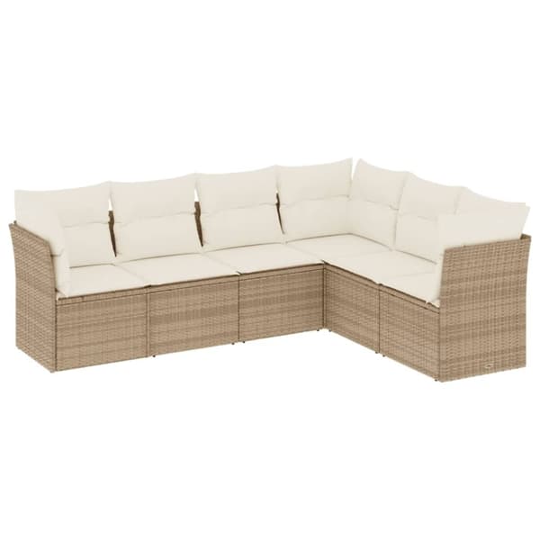 vidaXL sofasæt til haven 6 dele med hynder polyrattan beige
