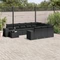 Miniatyrbillede 2 af 11: vidaXL sofasæt til haven 11 dele med hynder polyrattan sort