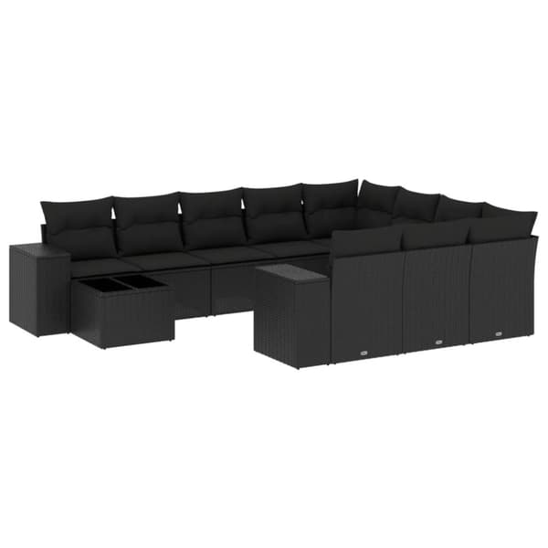 vidaXL sofasæt til haven 11 dele med hynder polyrattan sort