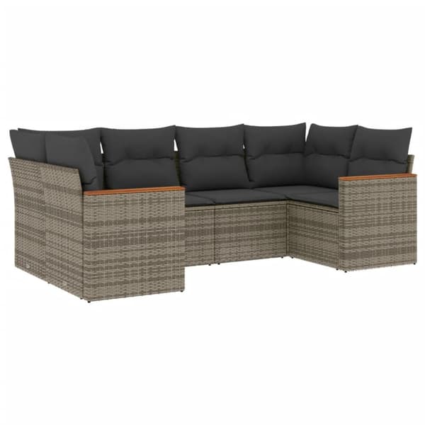 vidaXL sofasæt til haven 6 dele med hynder polyrattan grå