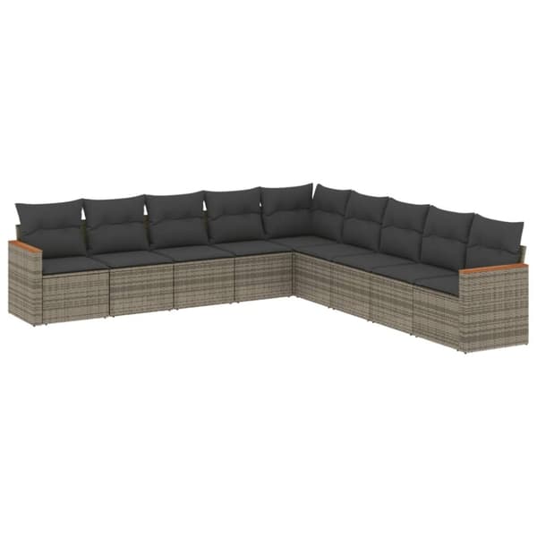vidaXL sofasæt til haven 9 dele med hynder polyrattan grå