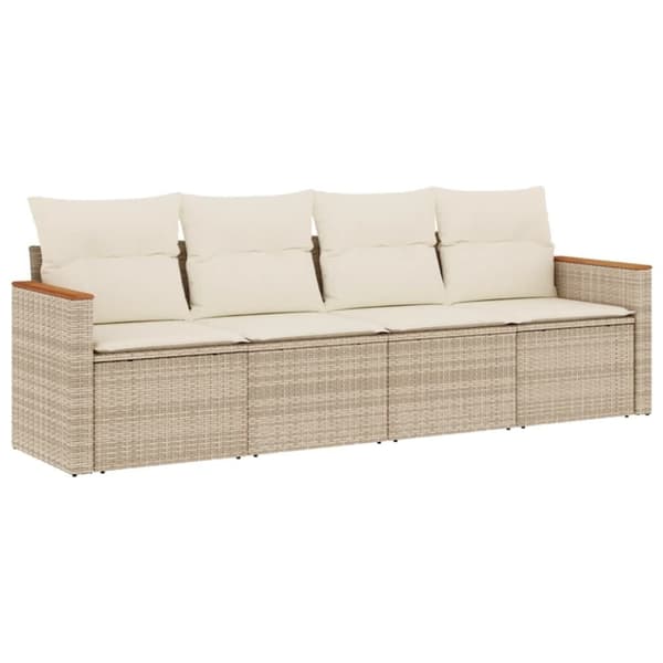 vidaXL sofasæt til haven 4 dele med hynder polyrattan beige