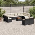 Miniatyrbillede 2 af 11: vidaXL sofasæt til haven 13 dele med hynder polyrattan sort