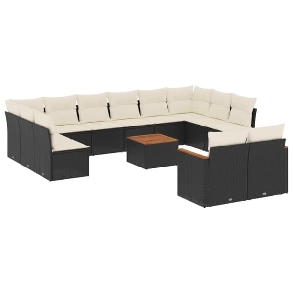 vidaXL sofasæt til haven 13 dele med hynder polyrattan sort