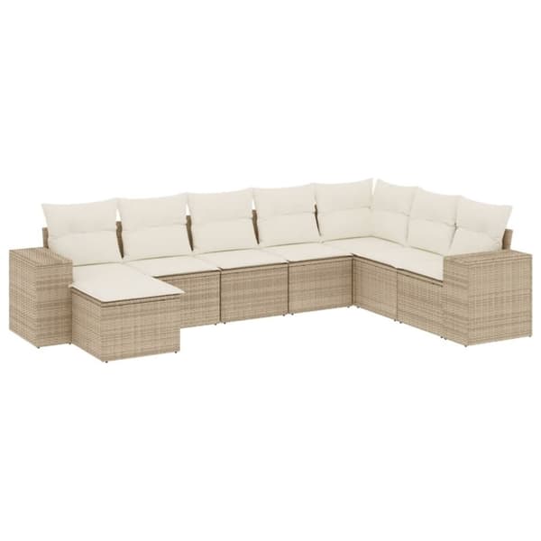 vidaXL sofasæt til haven 8 dele med hynder polyrattan beige