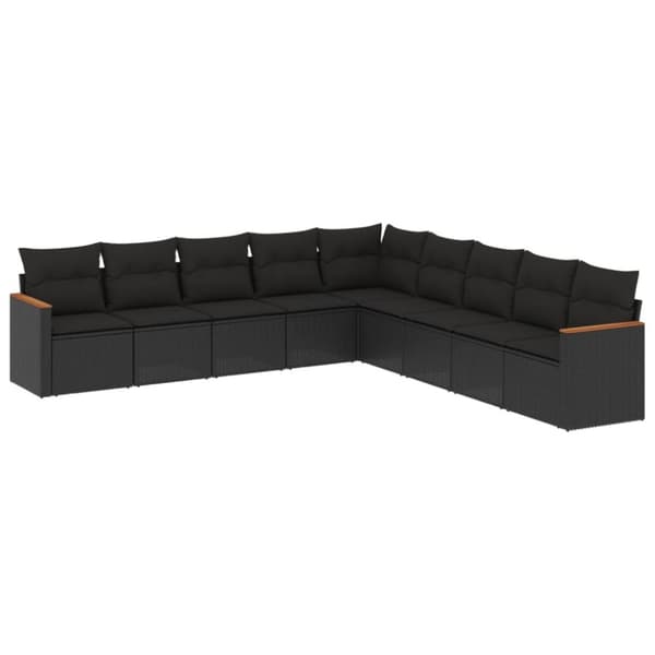 vidaXL sofasæt til haven 9 dele med hynder polyrattan sort