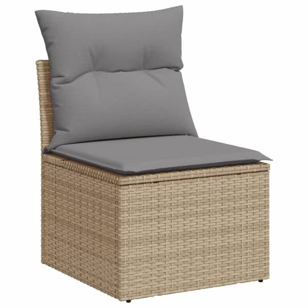 vidaXL havesofasæt 11 dele med hynder polyrattan beige