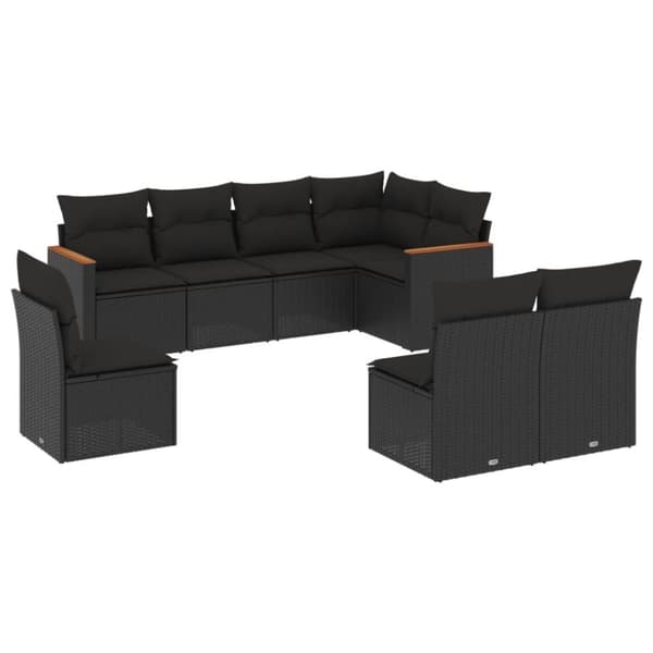 vidaXL sofasæt til haven 8 dele med hynder polyrattan sort