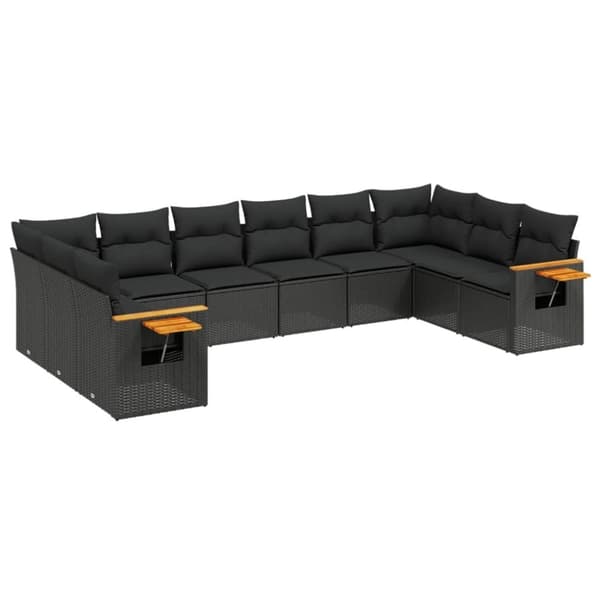 vidaXL sofasæt til haven 10 dele med hynder polyrattan sort