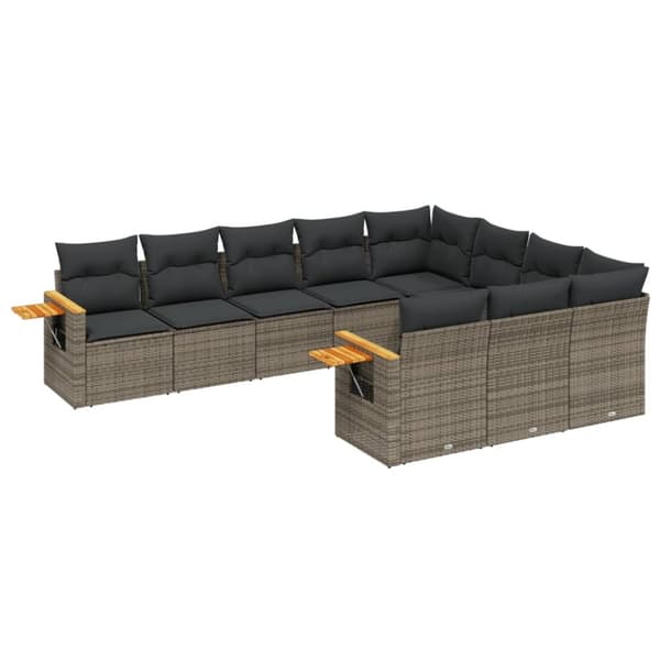 vidaXL sofasæt til haven 10 dele med hynder polyrattan grå