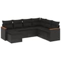 Miniatyrbillede 1 af 11: vidaXL sofasæt til haven 7 dele med hynder polyrattan sort