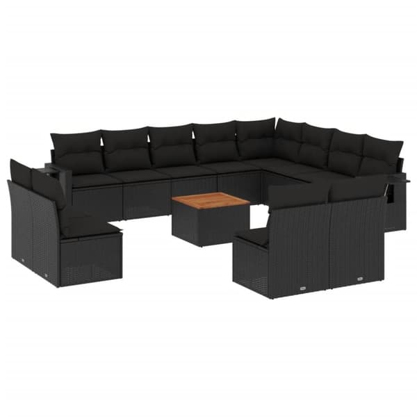 vidaXL sofasæt til haven 13 dele med hynder polyrattan sort