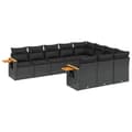 Miniatyrbillede 1 af 11: vidaXL sofasæt til haven 10 dele med hynder polyrattan sort