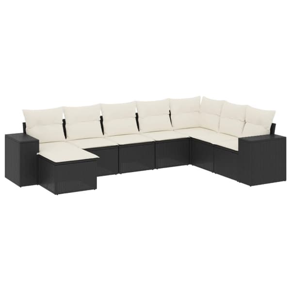 vidaXL sofasæt til haven 8 dele med hynder polyrattan sort