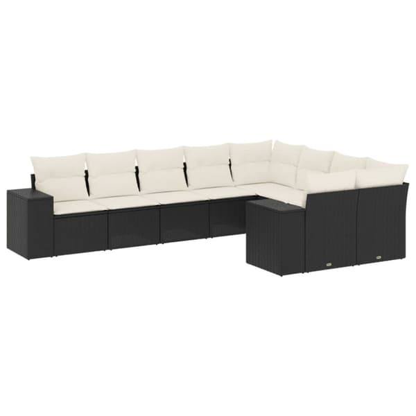 vidaXL sofasæt til haven 9 dele med hynder polyrattan sort