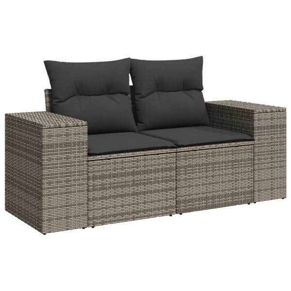 vidaXL sofasæt til haven 8 dele med hynder polyrattan grå