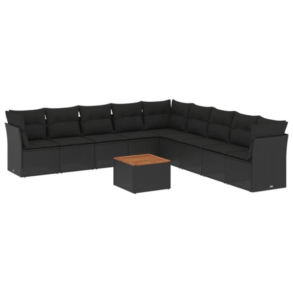 vidaXL Loungegrupp 10 delar med svarta dynor konstrotting