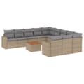 Miniatyrbillede 1 af 11: vidaXL havesofasæt 12 dele med hynder polyrattan beige