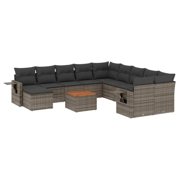 vidaXL sofasæt til haven 12 dele med hynder polyrattan grå