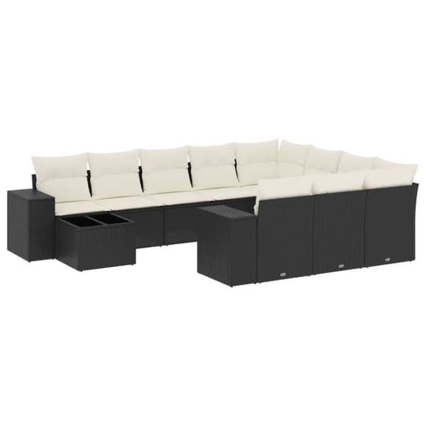vidaXL sofasæt til haven 11 dele med hynder polyrattan sort