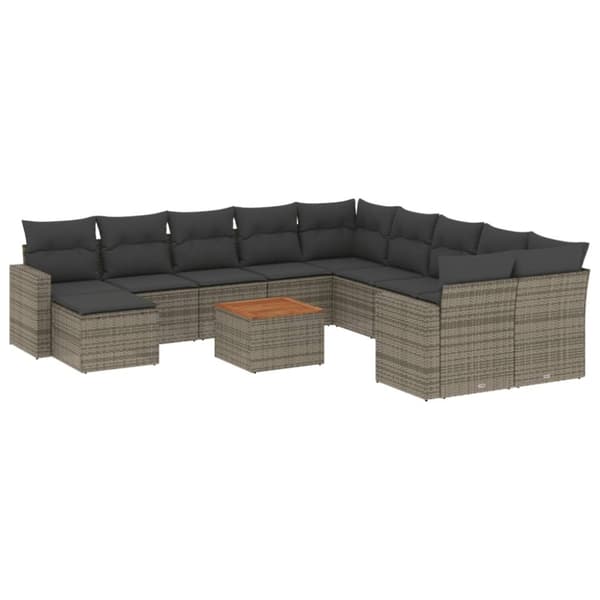 vidaXL sofasæt til haven 12 dele med hynder polyrattan grå