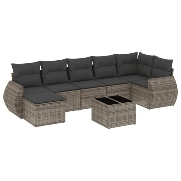 vidaXL sofasæt til haven 8 dele med hynder polyrattan grå