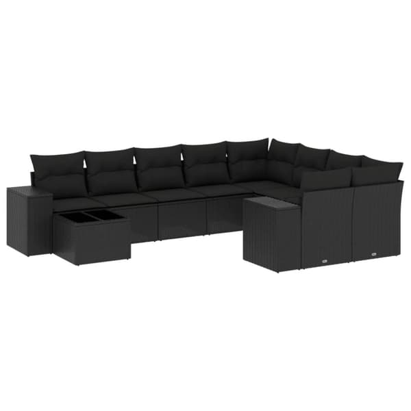 vidaXL Loungegrupp 10 delar med svarta dynor konstrotting