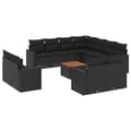 Miniatyrbillede 1 af 11: vidaXL sofasæt til haven 12 dele med hynder polyrattan sort