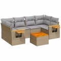 Miniatyrbillede 1 af 3: vidaXL sofasæt til haven 7 dele med hynder polyrattan beige