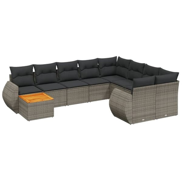 vidaXL sofasæt til haven 10 dele med hynder polyrattan grå