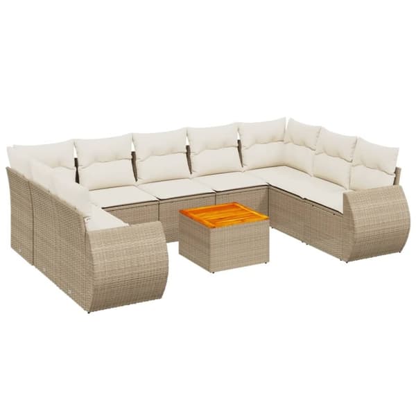 vidaXL sofasæt til haven 10 dele med hynder polyrattan beige