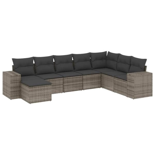 vidaXL sofasæt til haven 8 dele med hynder polyrattan grå