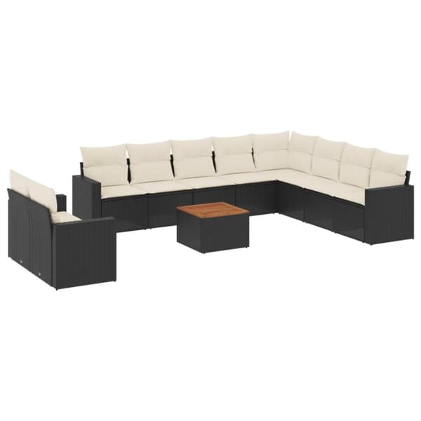 vidaXL sofasæt til haven 11 dele med hynder polyrattan sort