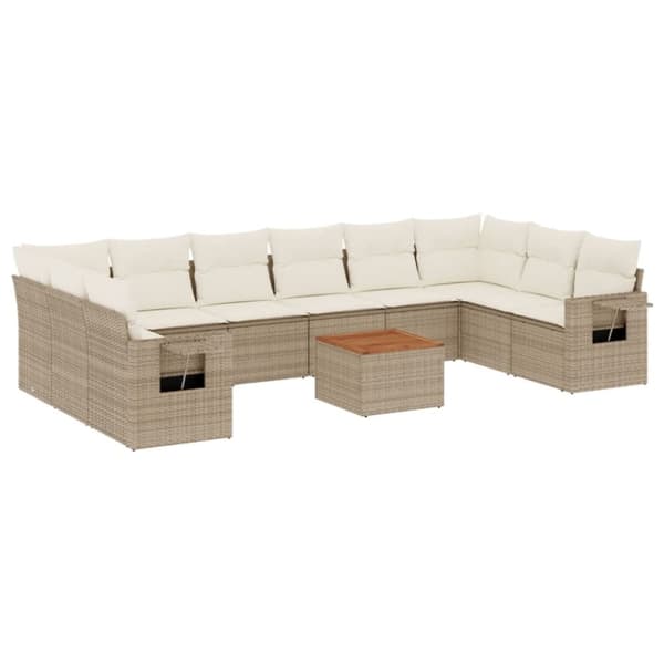 vidaXL sofasæt til haven 11 dele med hynder polyrattan beige